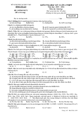 Kiểm tra học kỳ I lớp 12 thpt năm học 2015  2016 môn thi sinh học thời gian làm bài 60 phút